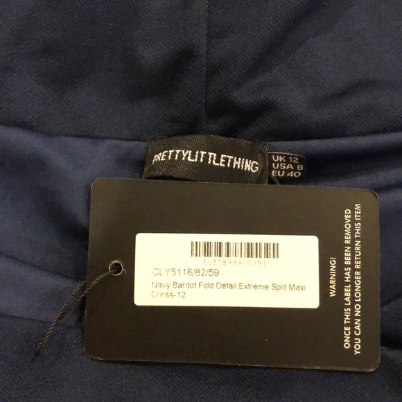 navy bardot fold detail extreme split maxi dress